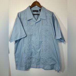 The Havanera Shirt Co. Light Blue Embroidered Guayabera Shirt Size XXL